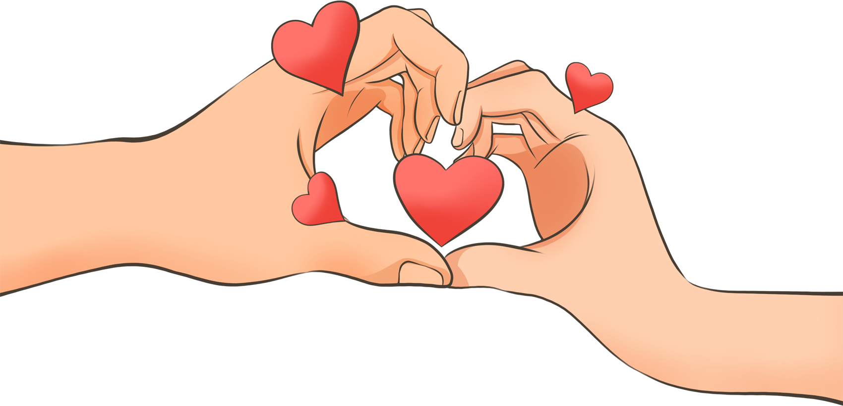 两只手比心图片绘画作品怎么画？