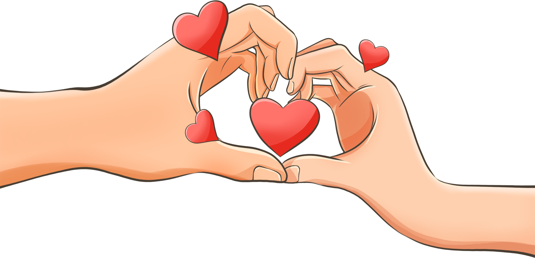 两只手比心图片绘画作品怎么画？