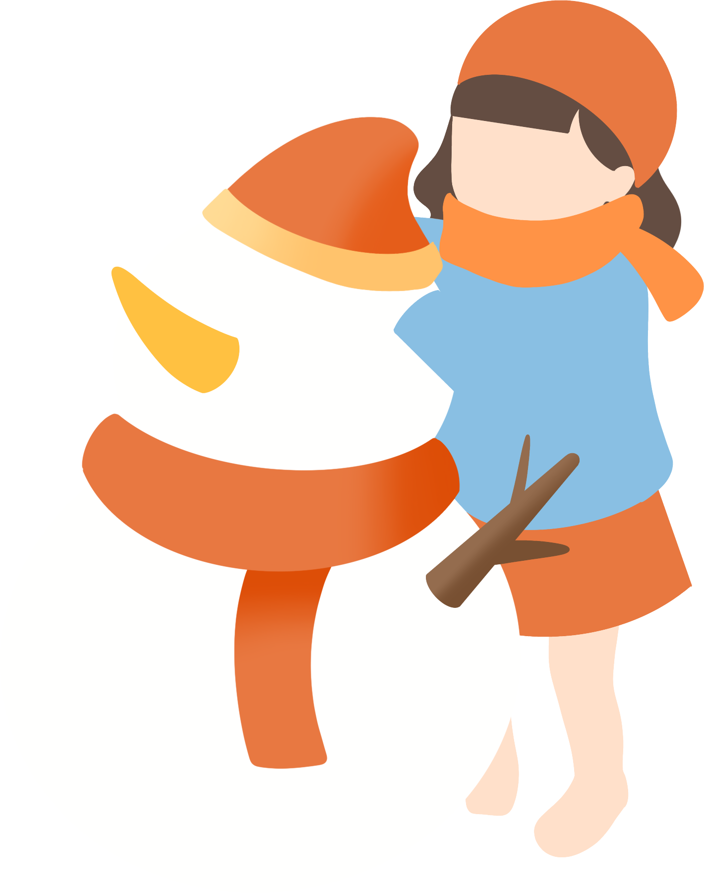 女孩堆雪人图片插画版怎样画？