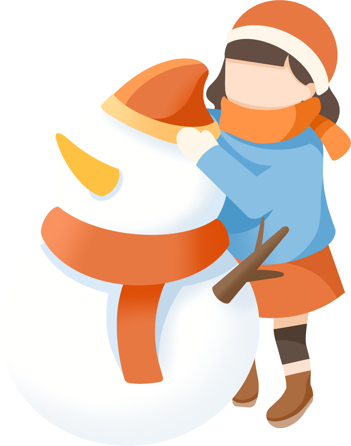 女孩堆雪人图片插画版怎样画？