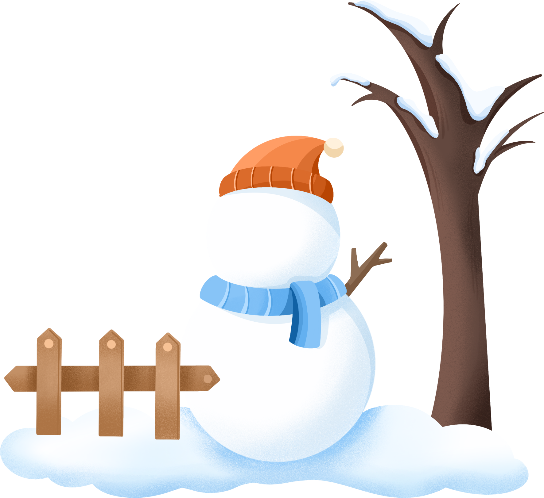 围栏女孩堆雪人图片素材视频怎样画？