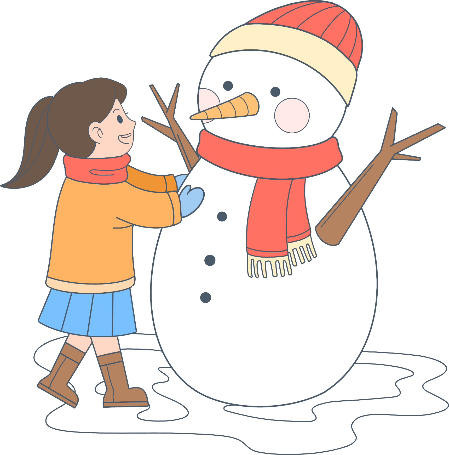 堆雪人图片绘画作品如何画？