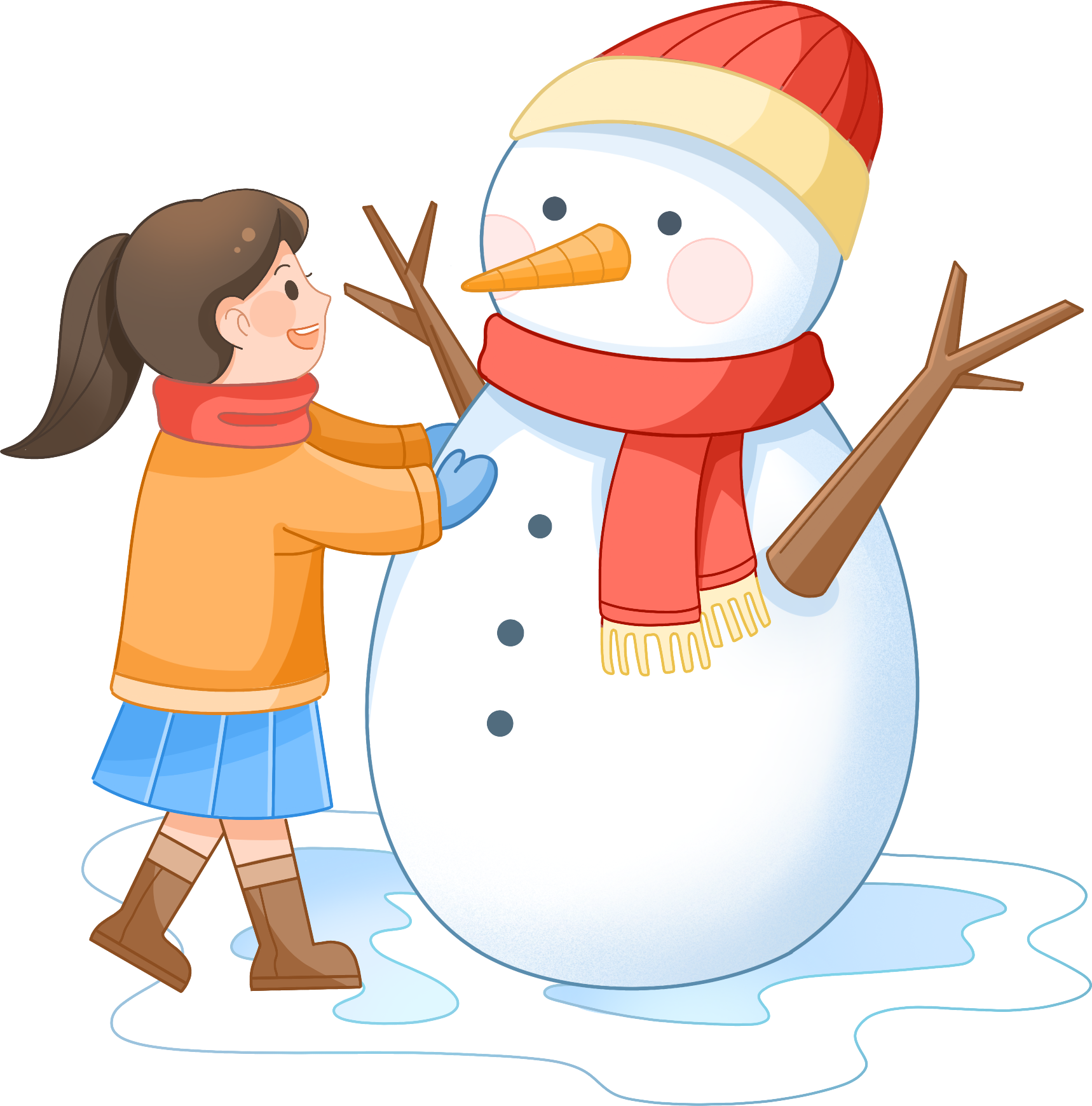 堆雪人图片绘画作品如何画？