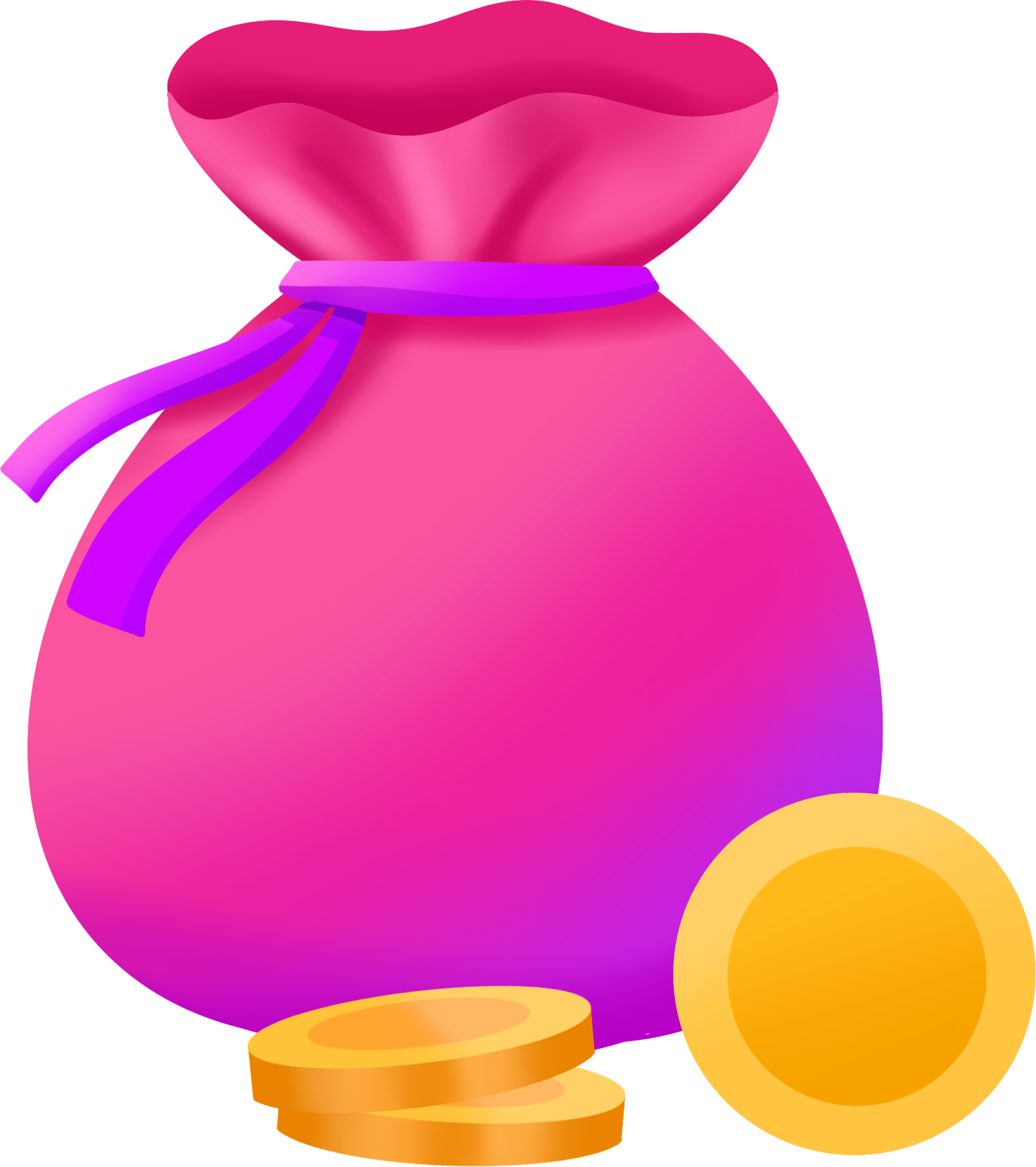 紫色福袋金币图片素材高清制作步骤！