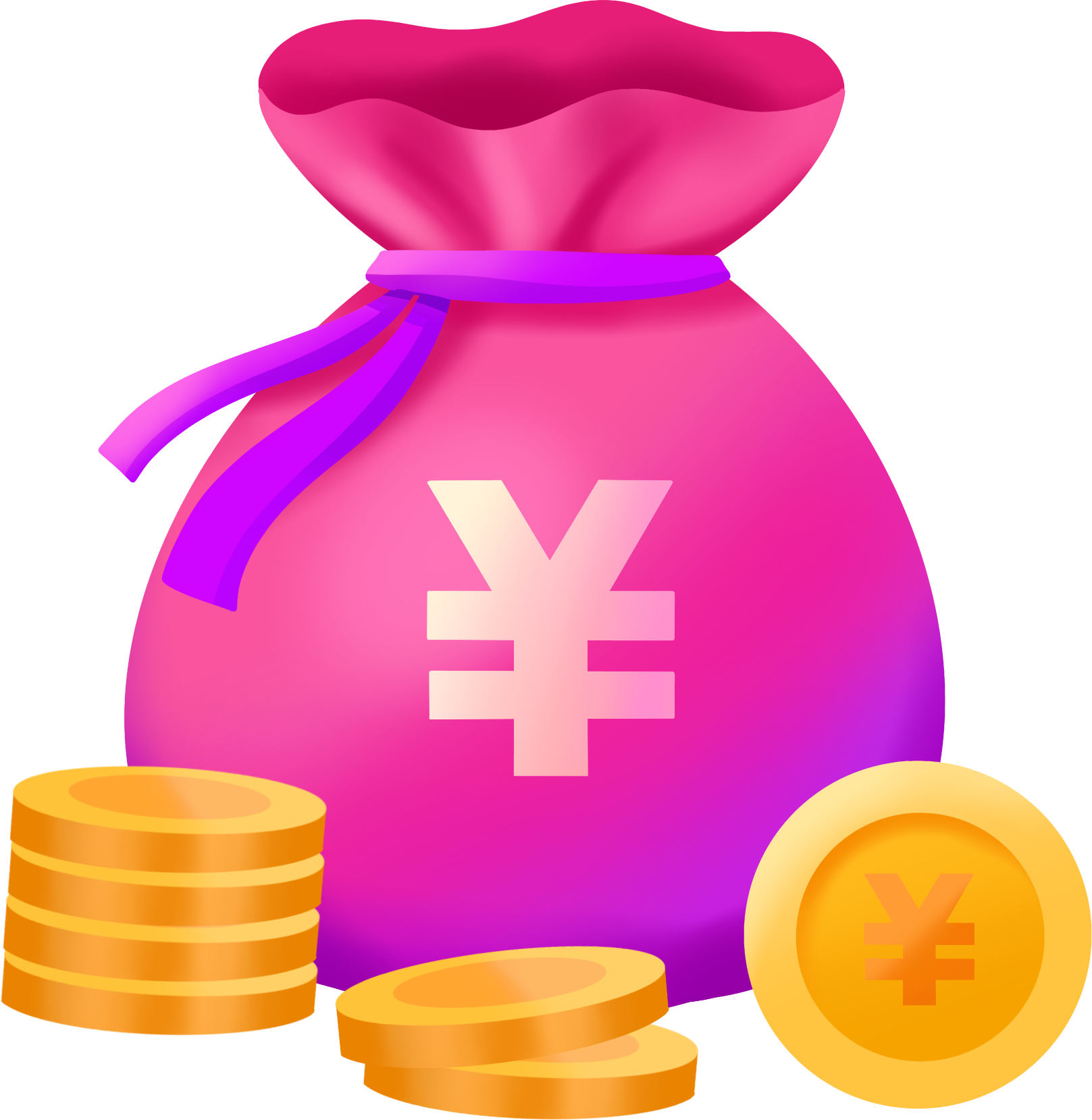 紫色福袋金币图片素材高清制作步骤！