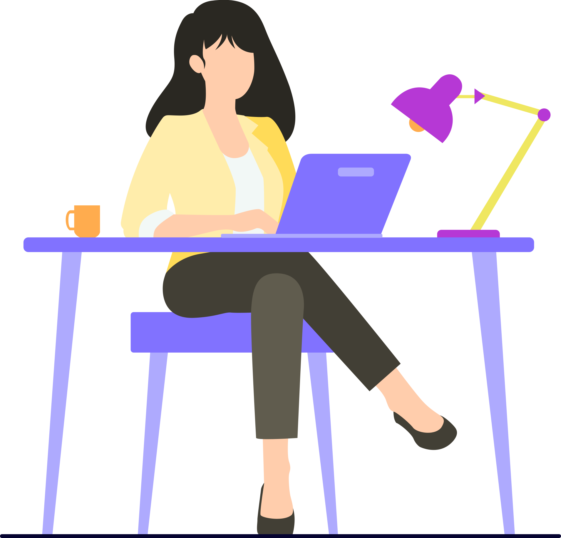 工作的女生绘画图片制作方法！