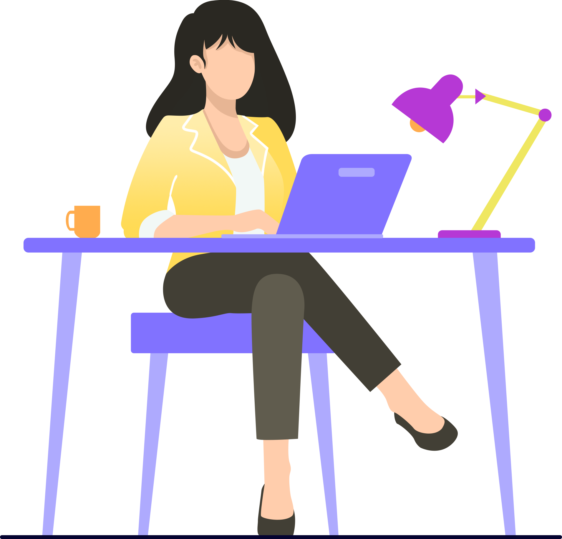 工作的女生绘画图片制作方法！