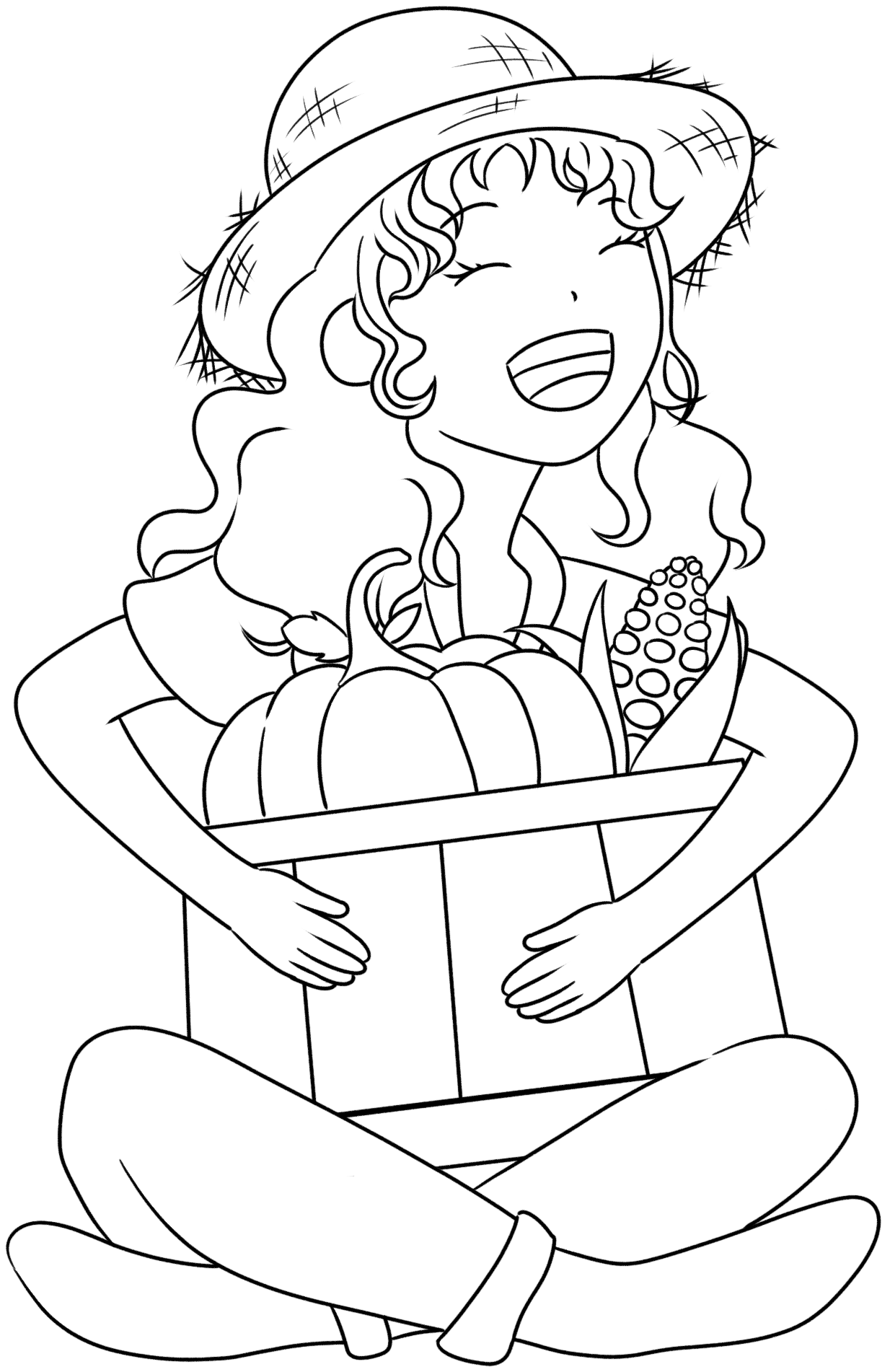 丰收女孩 素材怎样画?