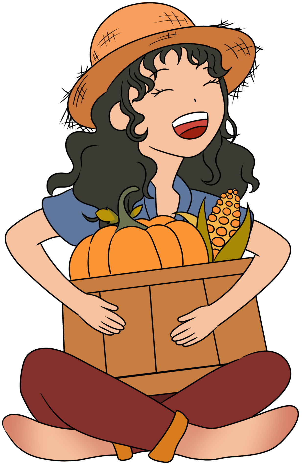 丰收女孩 素材怎样画?