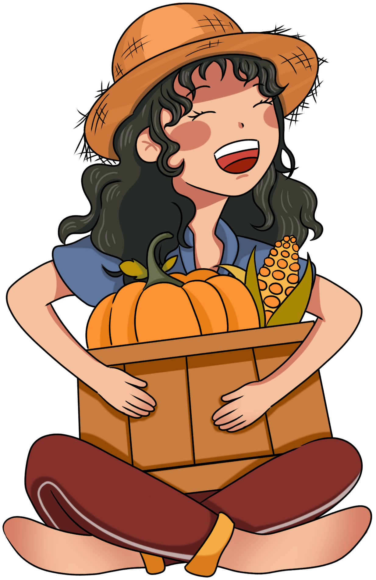 丰收女孩 素材怎样画?