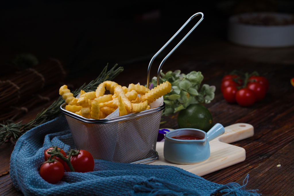 黄金炸波浪薯条版权图片下载