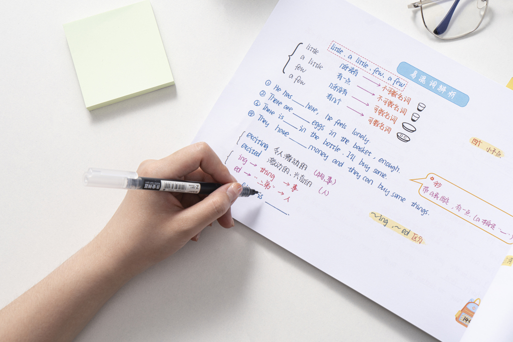 俯拍学习书本简约近景图版权图片下载