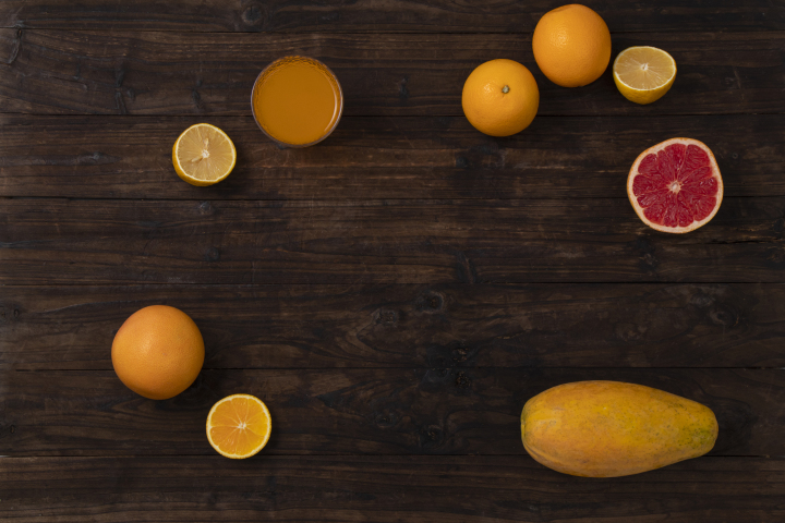 甜橙沃柑橙汁血橙和木瓜版权图片下载