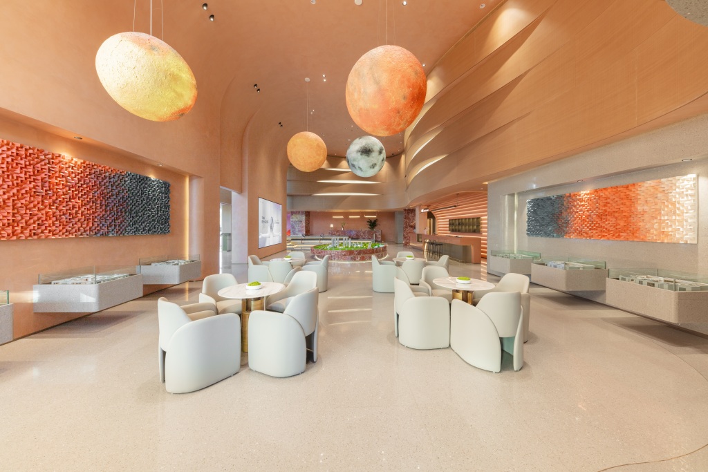 橘色系会员休闲区高清图版权图片下载