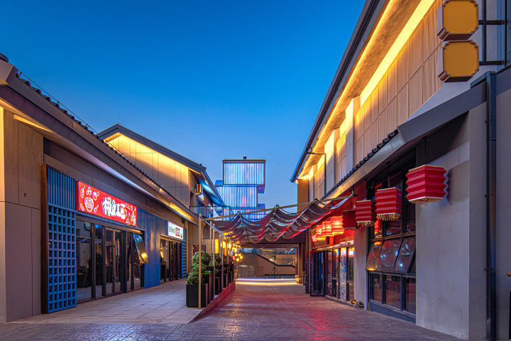 小吃街区夜景近景图版权图片下载
