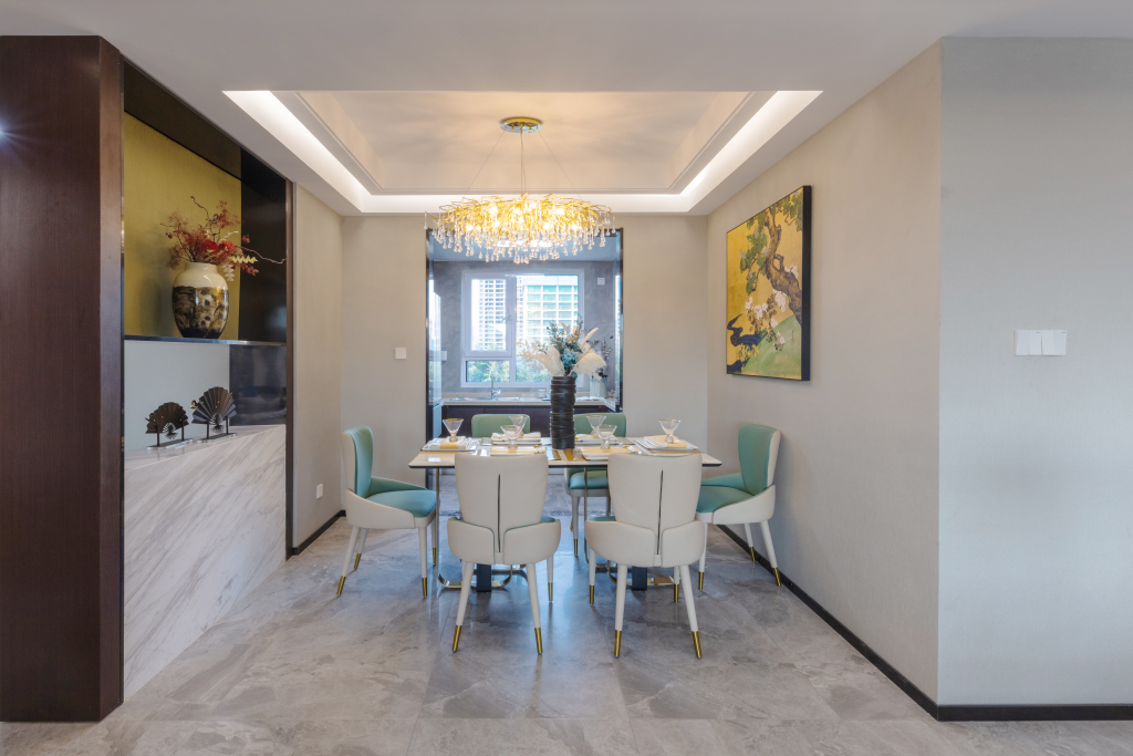 厨房餐厅一体式简约装修版权图片下载