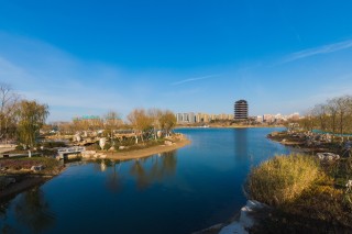 湿地公园远景阁楼建筑高清图