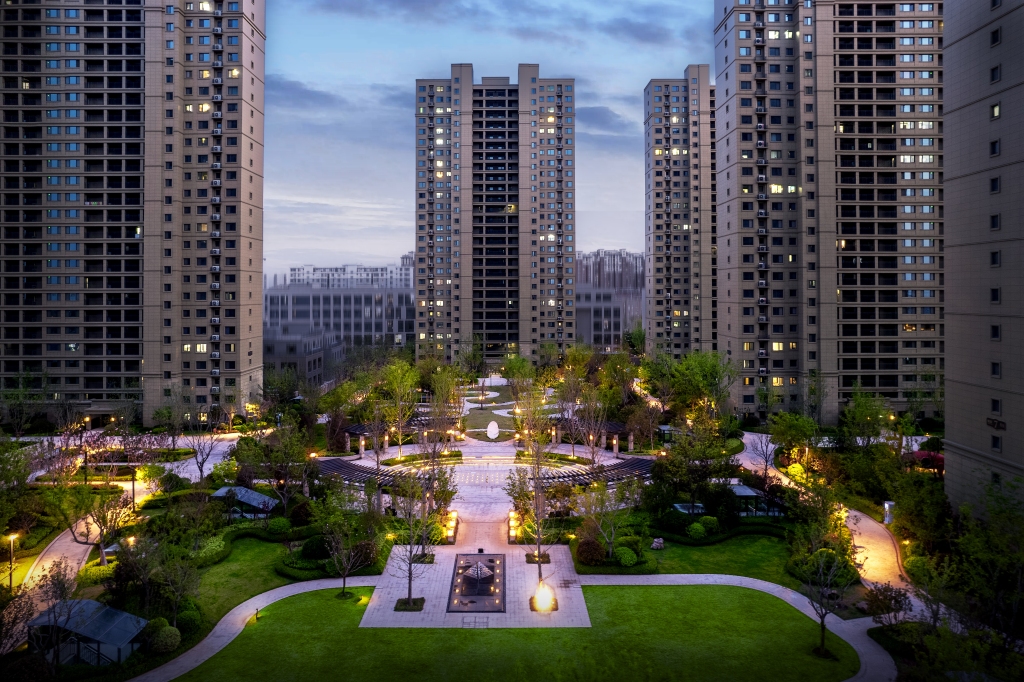 住宅小区夜景照明版权图片下载