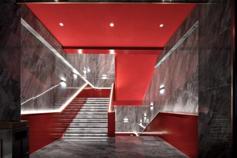 红色科技创意楼梯高清图