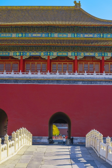 古代古建筑墙面门洞风景