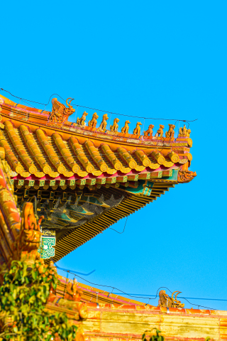 古风古代建筑房檐一角竖图