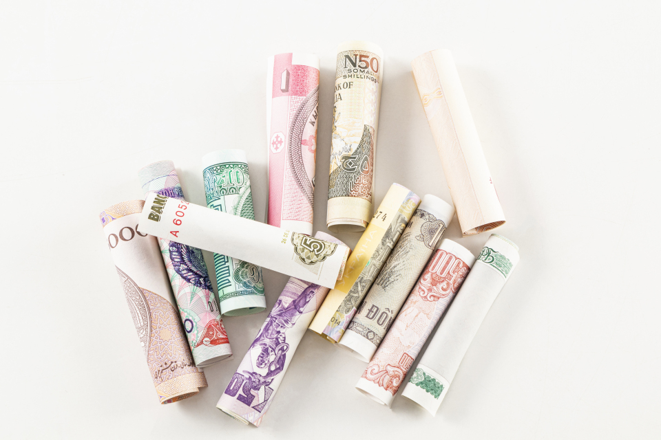 国际贸易交易货币纸币实拍图