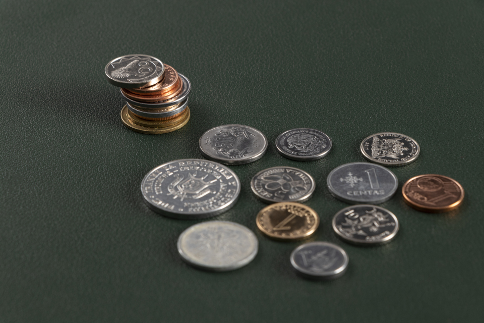 外币钱币硬币特写图