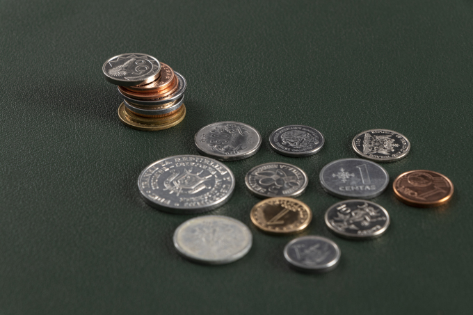 外币钱币硬币特写图