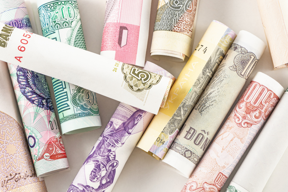 世界货币交易纸币特写高清图