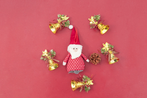 毛绒圣诞老人玩具铃铛装饰高清图