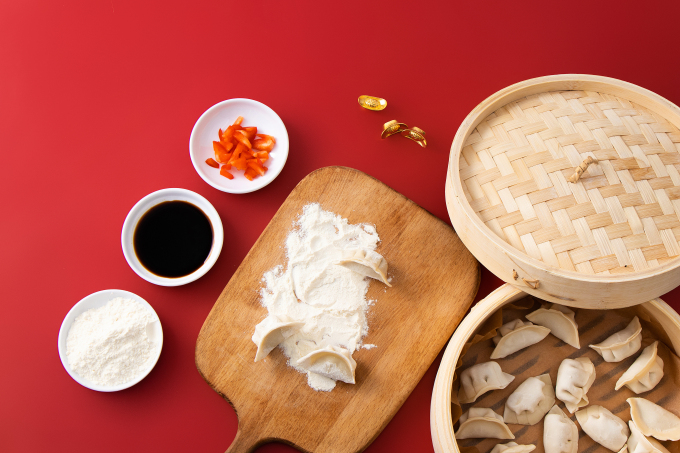 笼屉辣椒醋饺子实拍图