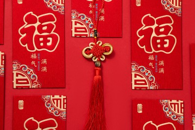 手工编织工艺品中国结红包近景高清图