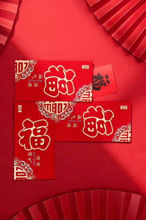 中国传统习俗过年红包实拍图版权图片下载