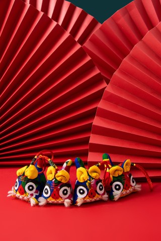 折扇布景民间工艺品布老虎实拍图