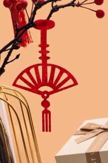 中国扇形红色剪纸高清图
