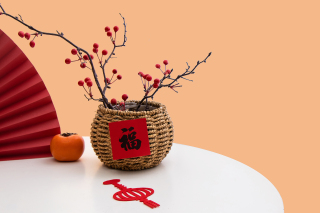 新春祝福事事如意插花实拍图