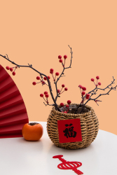中国传统扇形折纸干花实拍图