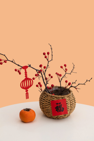 兔年春节红灯笼剪纸花卉高清图