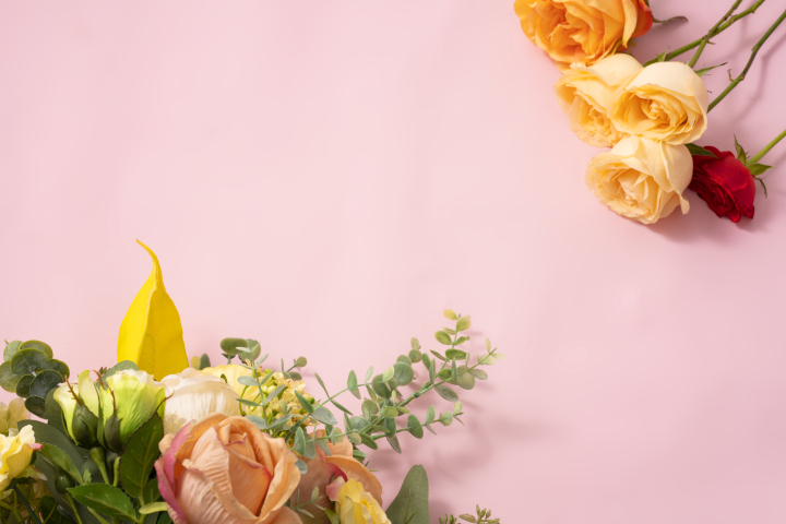 色彩丰富的情人节玫瑰花束实拍图版权图片下载