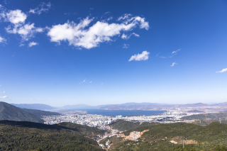 海边城市建筑群美景远景图