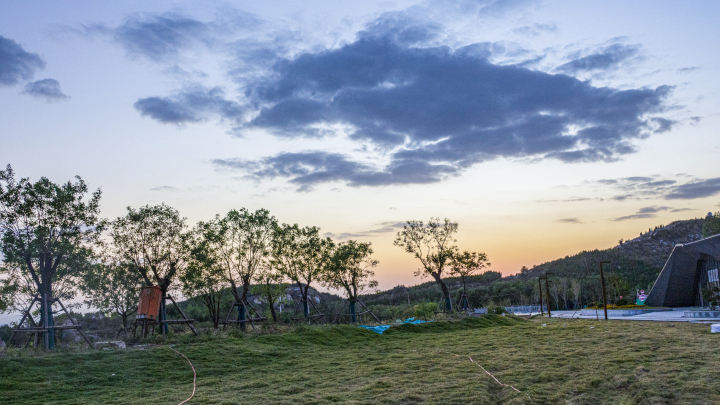 夕阳下公园美景实拍图版权图片下载