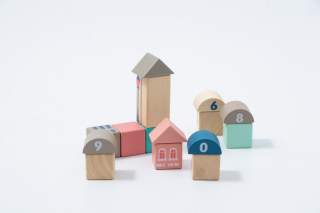 半圆形正方形积木搭建小蘑菇高清图