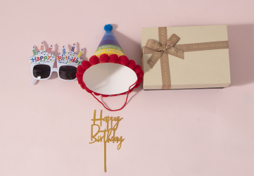生日节日装饰帽子眼镜礼盒高清图