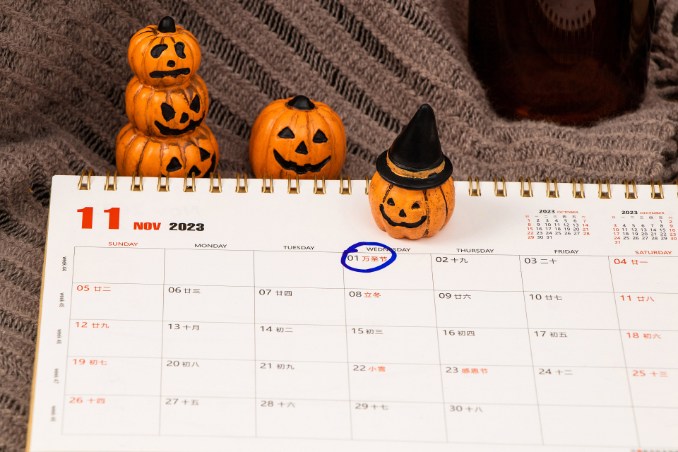 万圣节日历摆台实拍图