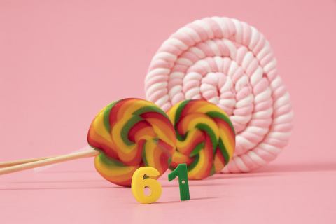 彩虹棒棒糖61粉色儿童节实拍图