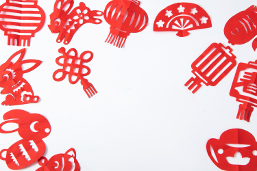 剪纸装饰画灯笼中国结兔子新年实拍图