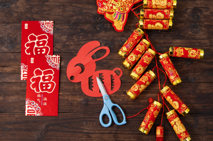 鞭炮挂件红包兔子窗花高清图