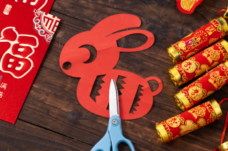 鞭炮红包兔子剪纸高清图