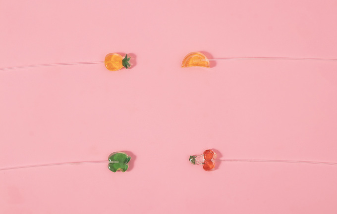 苹果橘子菠萝水果图案棒棒糖实拍图