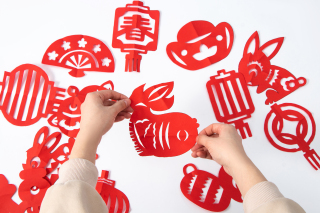 新年锦鲤好运图案兔子窗花剪纸实拍图